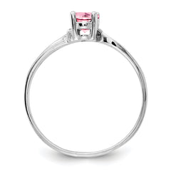 14k White Gold 6x4mm Oval Pink Tourmaline Ring