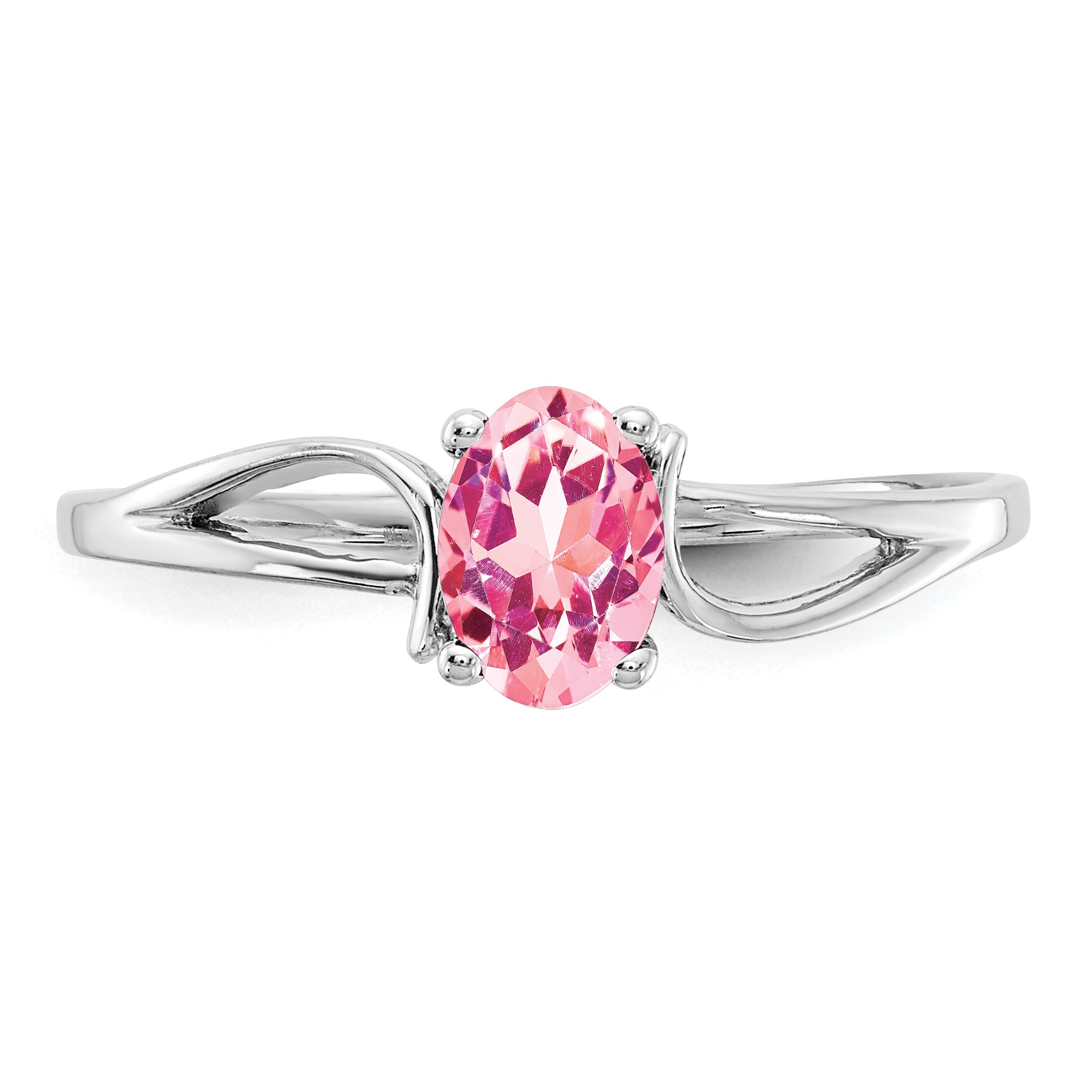 14k White Gold 6x4mm Oval Pink Tourmaline Ring