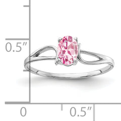 14k White Gold 6x4mm Oval Pink Tourmaline Ring