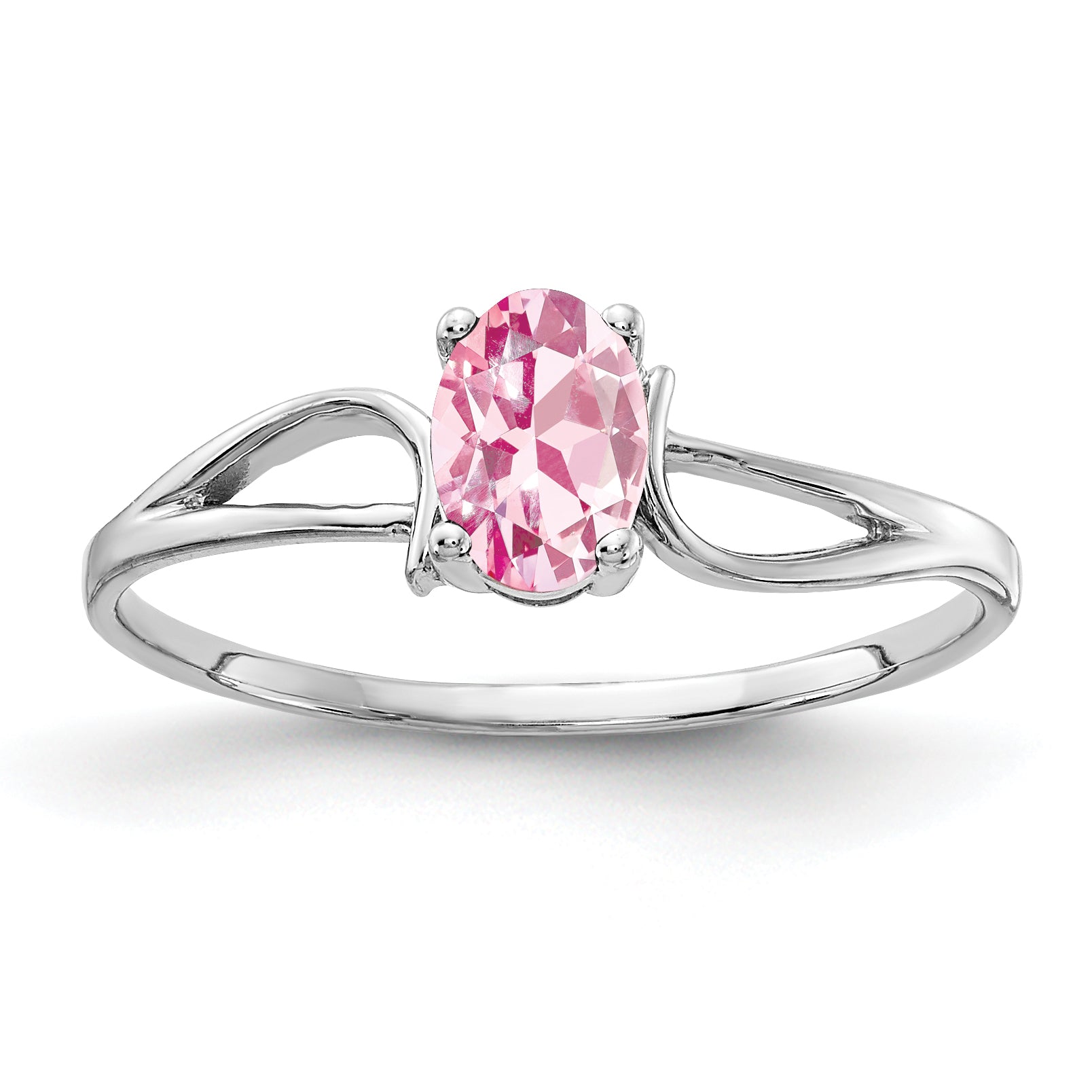 14k White Gold 6x4mm Oval Pink Tourmaline Ring