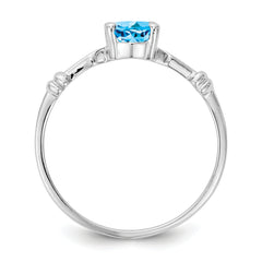 14k White Gold 7x5mm Oval Blue Topaz ring