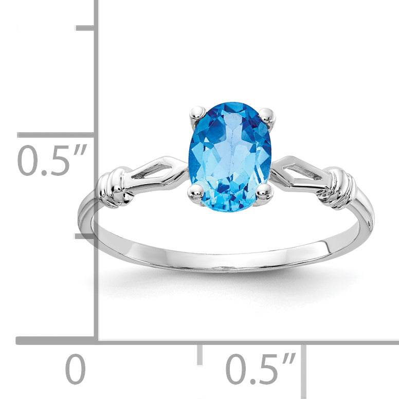 14k White Gold 7x5mm Oval Blue Topaz ring