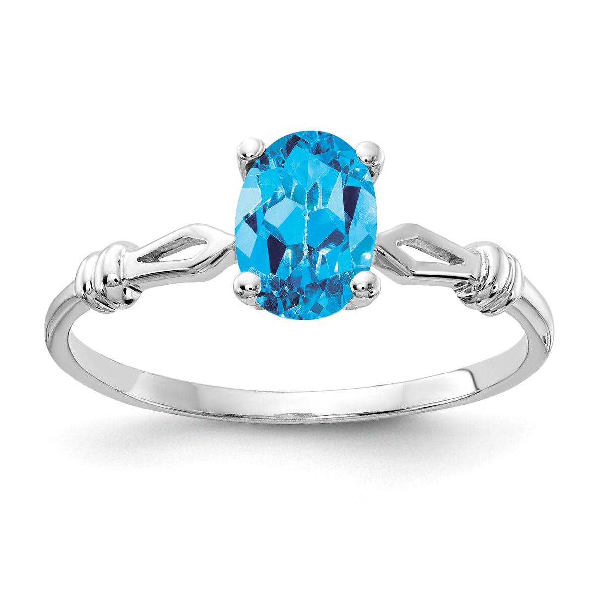 14k White Gold 7x5mm Oval Blue Topaz ring