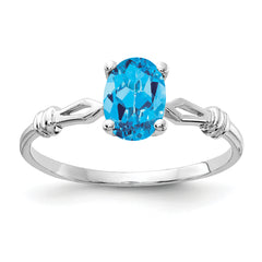 14k White Gold 7x5mm Oval Blue Topaz ring