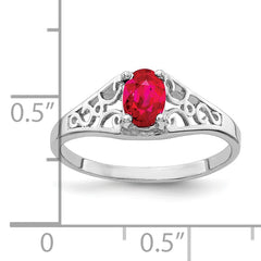 14k White Gold 6x4mm Oval Ruby ring