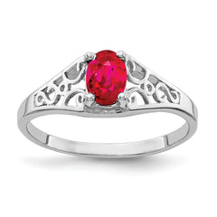 14k White Gold 6x4mm Oval Ruby ring