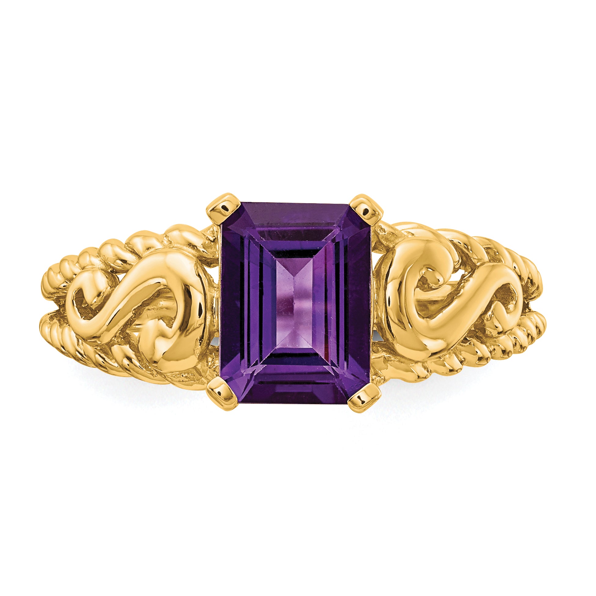 14k 8x6mm Emerald Cut Amethyst ring