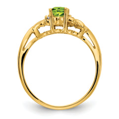 14k Peridot & AA Diamond Ring