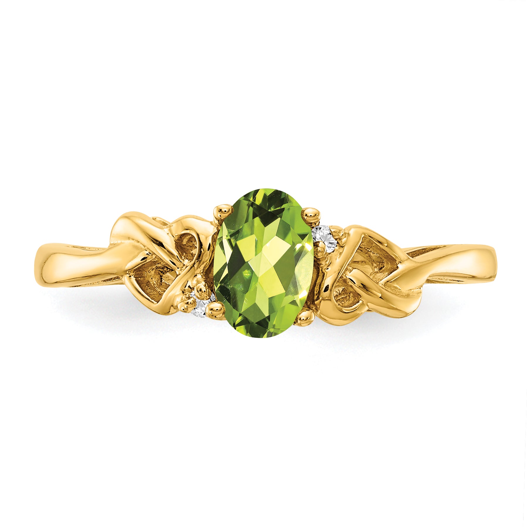 14k Peridot & AA Diamond Ring