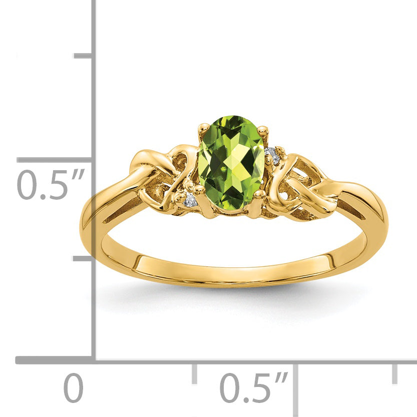 14k Peridot & AA Diamond Ring