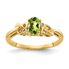 14k Peridot & AA Diamond Ring