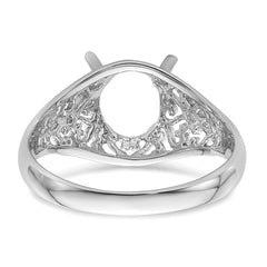 14k White Gold 8x6mm Oval Gemstone Ring Mounting