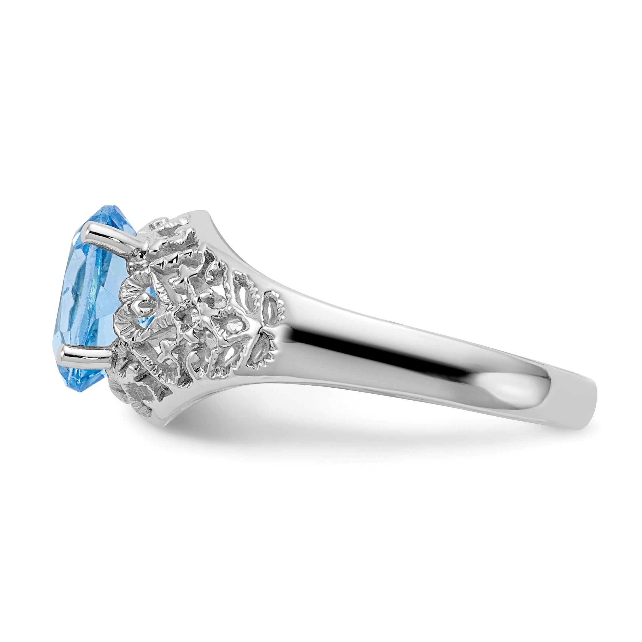 14k White Gold 8x6mm Oval Blue Topaz ring