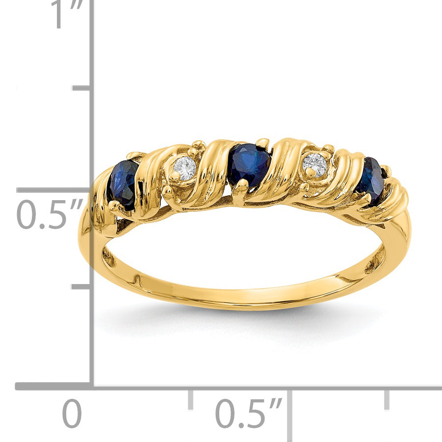 14k 2.75mm Sapphire AA Diamond ring