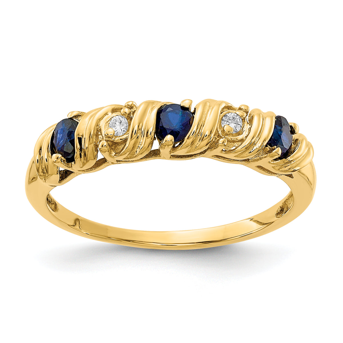 14k 2.75mm Sapphire AA Diamond ring