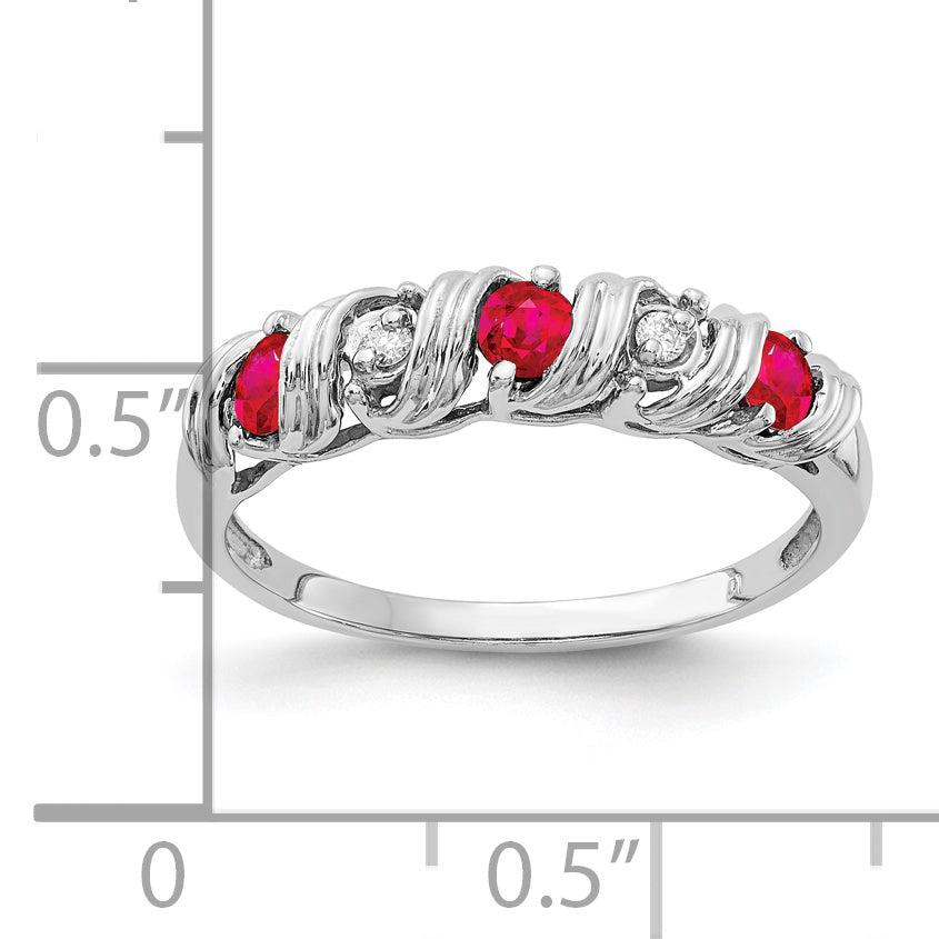 14k White Gold 2.75mm Ruby AA Diamond ring