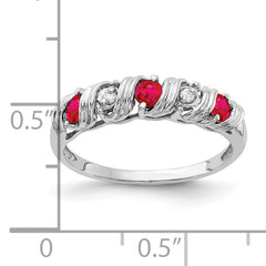 14k White Gold 2.75mm Ruby AA Diamond ring