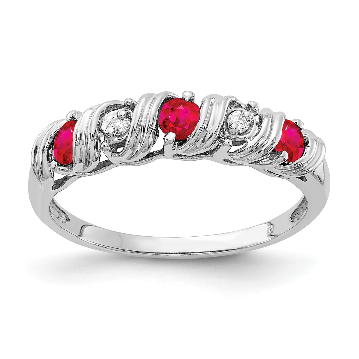 14k White Gold 2.75mm Ruby AA Diamond ring