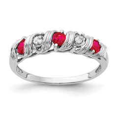 14k White Gold 2.75mm Ruby AA Diamond ring