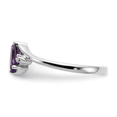 14k White Gold 7x3.5mm Marquise Amethyst AA Diamond ring