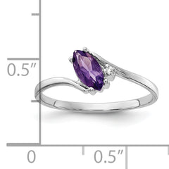 14k White Gold 7x3.5mm Marquise Amethyst AA Diamond ring