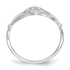 14k White Gold 1/10ct AA Diamond Claddagh Ring