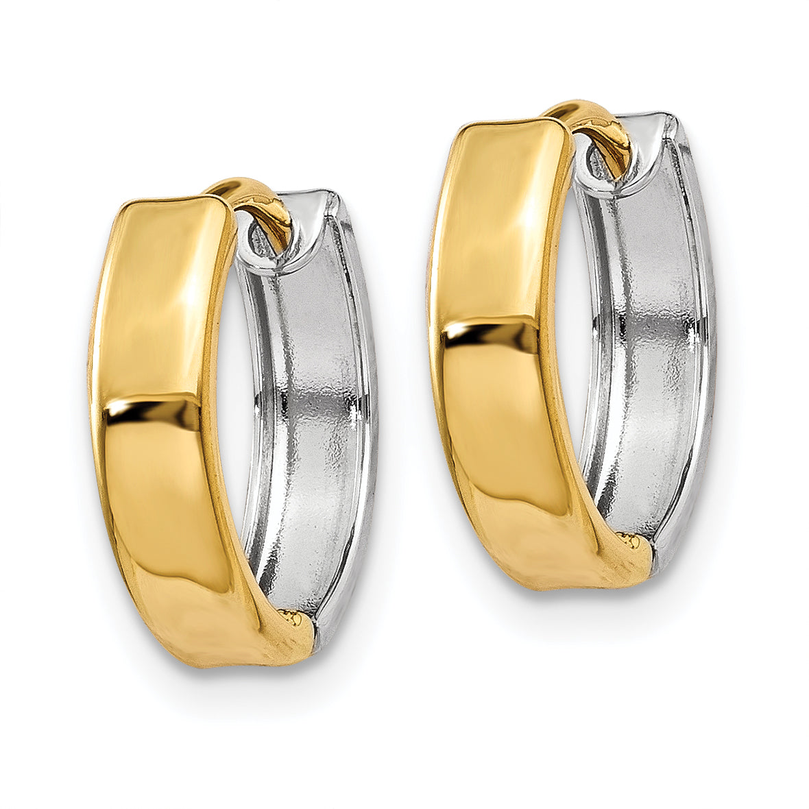 14k Two-tone Hinged Hoop Earrings