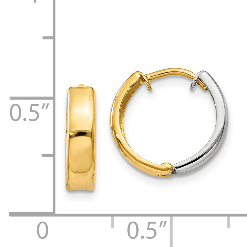 14k Two-tone Hinged Hoop Earrings