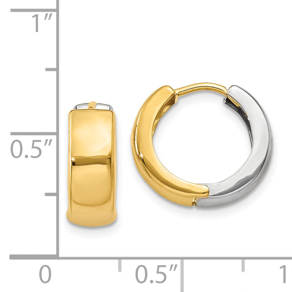 14k Two-tone Hinged Hoop Earrings