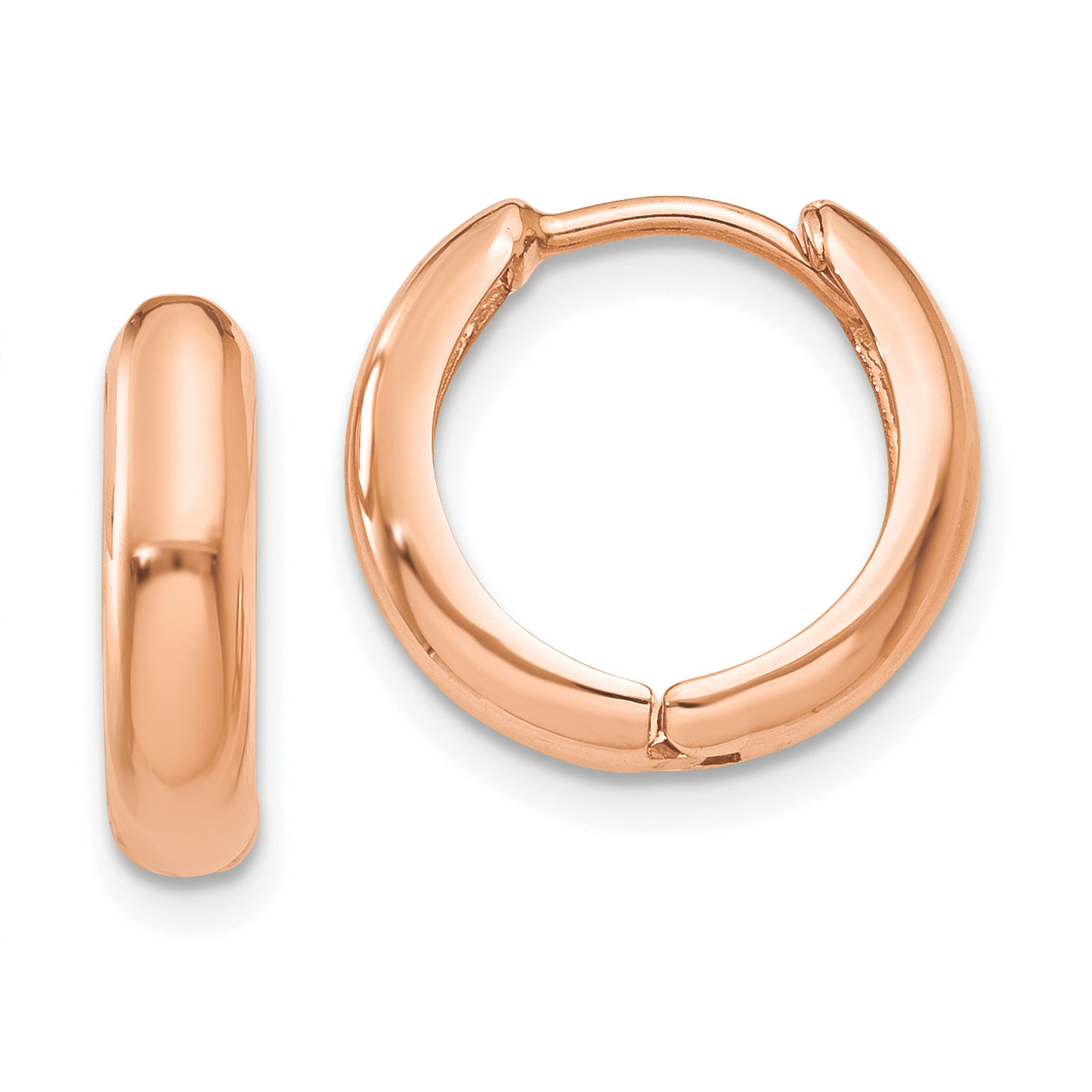 14k Rose Gold Polished Hinged Hoop Earrings