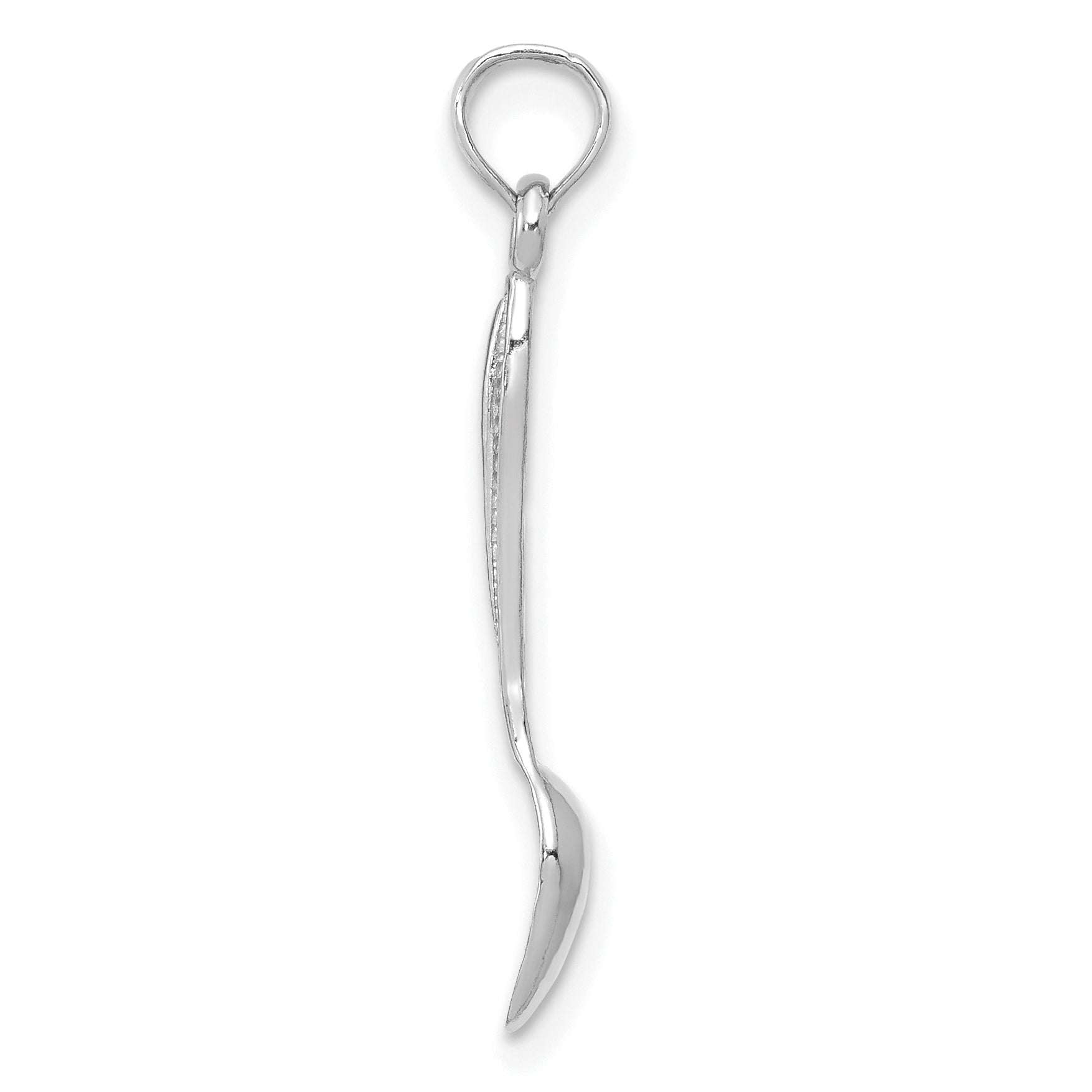 14K White Gold 3-D Table Spoon Pendant