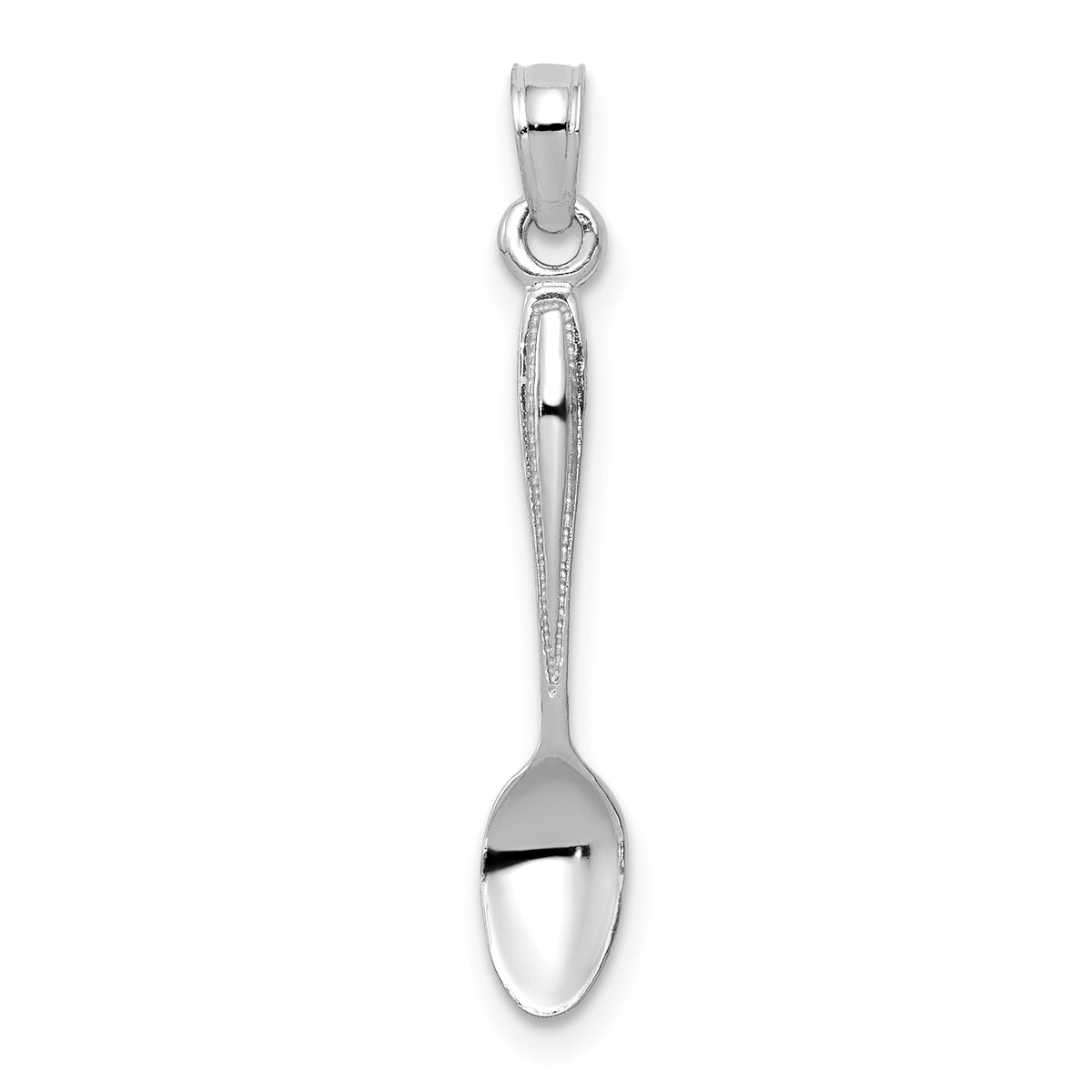 14K White Gold 3-D Table Spoon Pendant