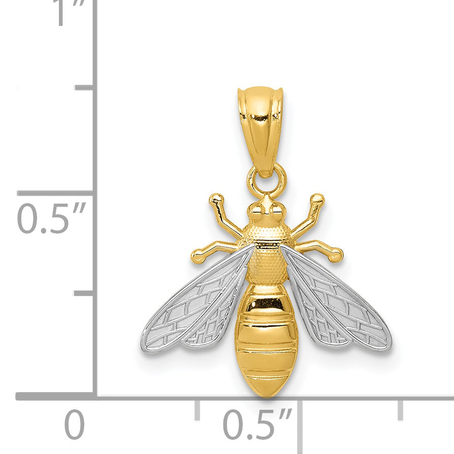 14K With Rhodium Bee Pendant