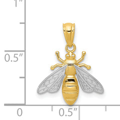 14K With Rhodium Bee Pendant