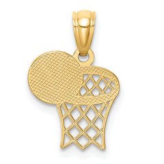 14K Basketball and Hoop Pendant