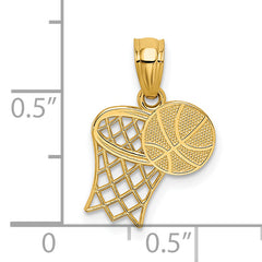 14K Basketball and Hoop Pendant