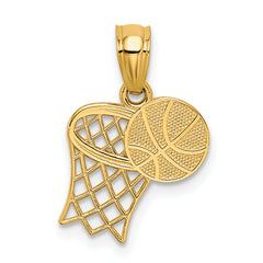 14K Basketball and Hoop Pendant