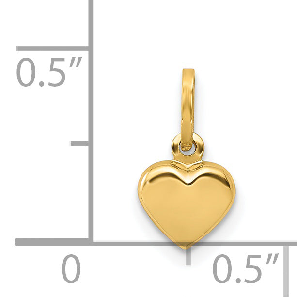 14K Polished 3-D Puffed Heart Charm