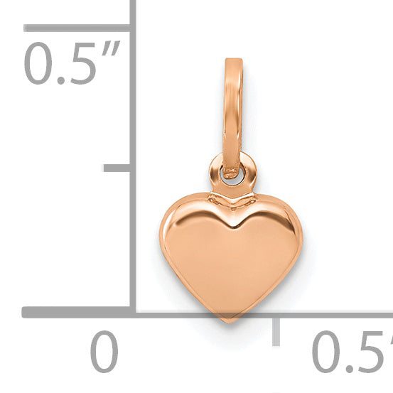 14K Rose Gold Polished 3-D Heart Charm