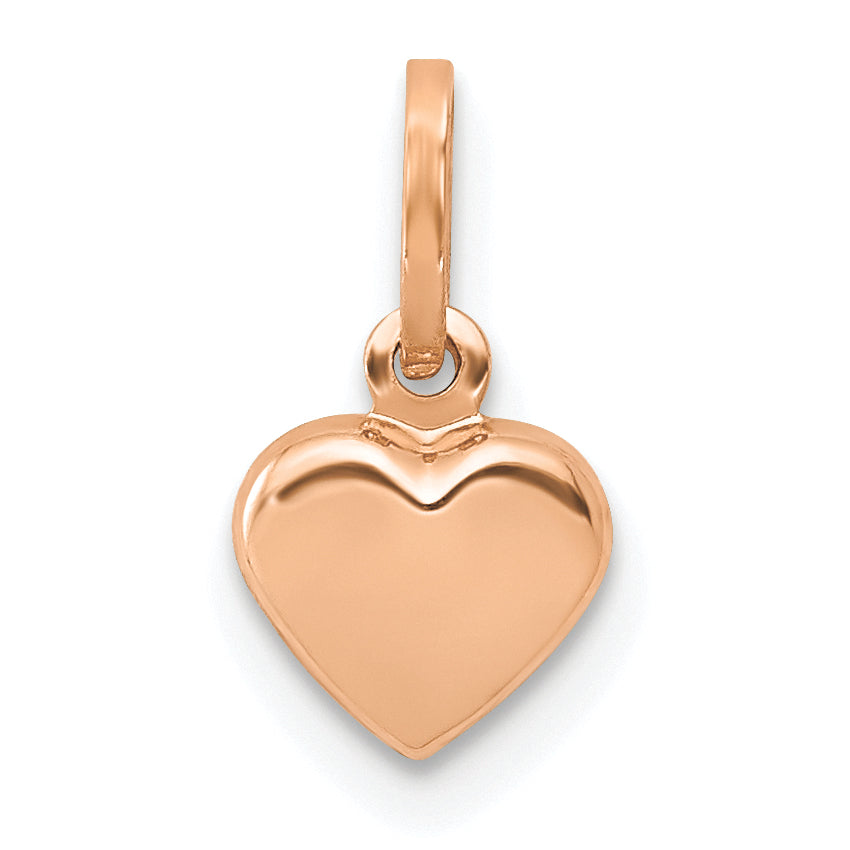 14K Rose Gold Polished 3-D Heart Charm