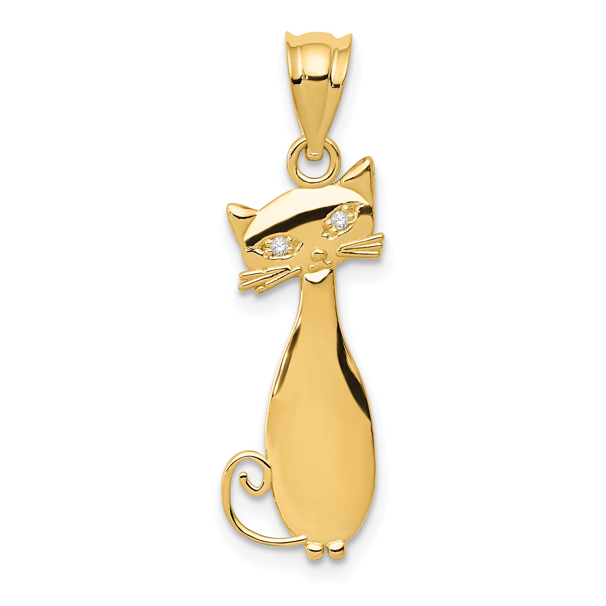 14k Diamond Cat Pendant