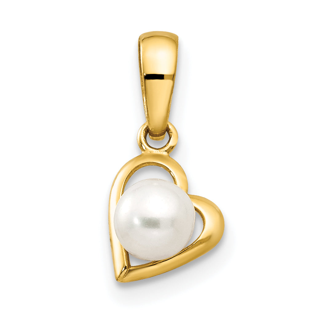 14k FW Cultured Pearl Children's Heart Pendant