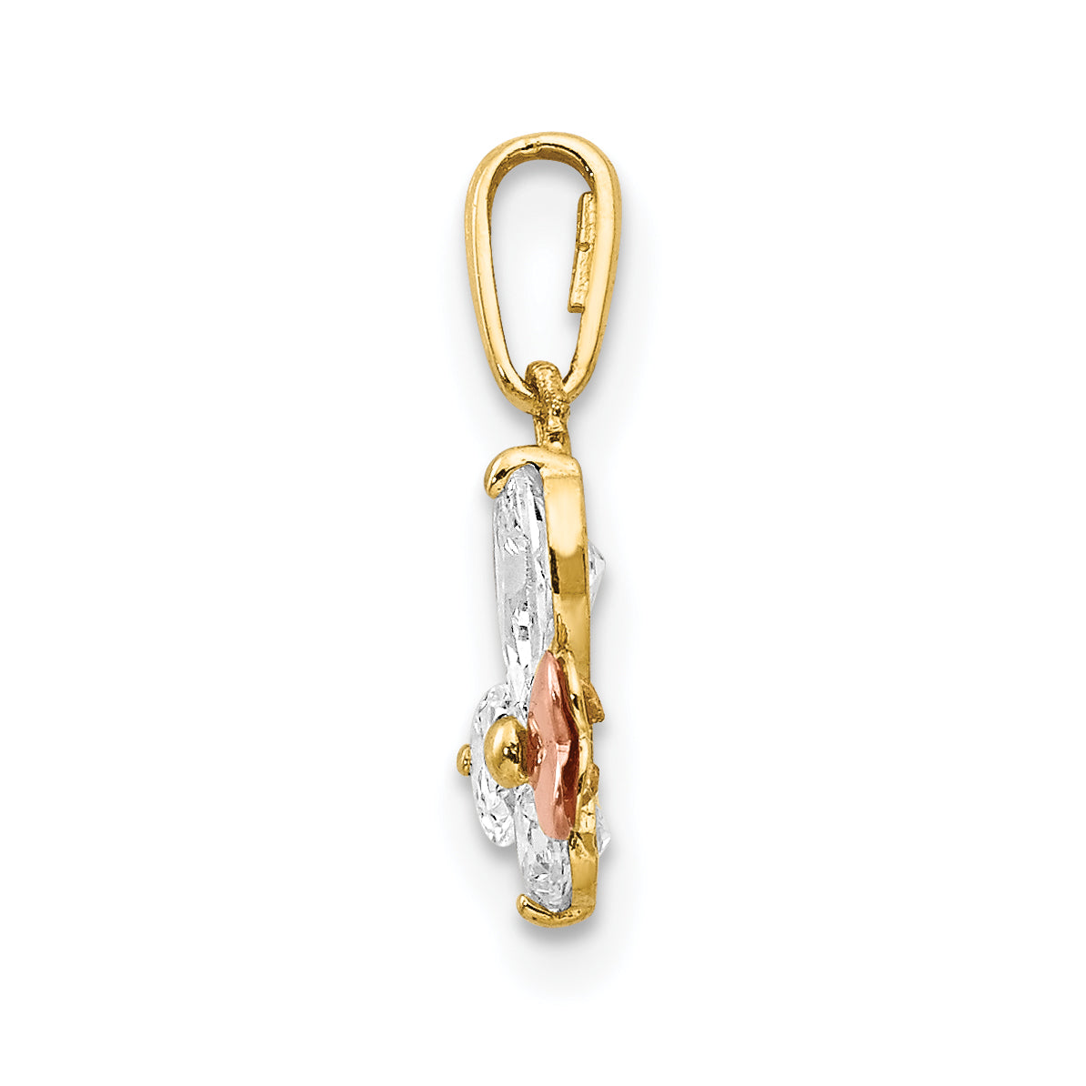 14K Yellow and Rose Gold CZ Children's Butterfly Pendant