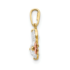 14K Yellow and Rose Gold CZ Children's Butterfly Pendant