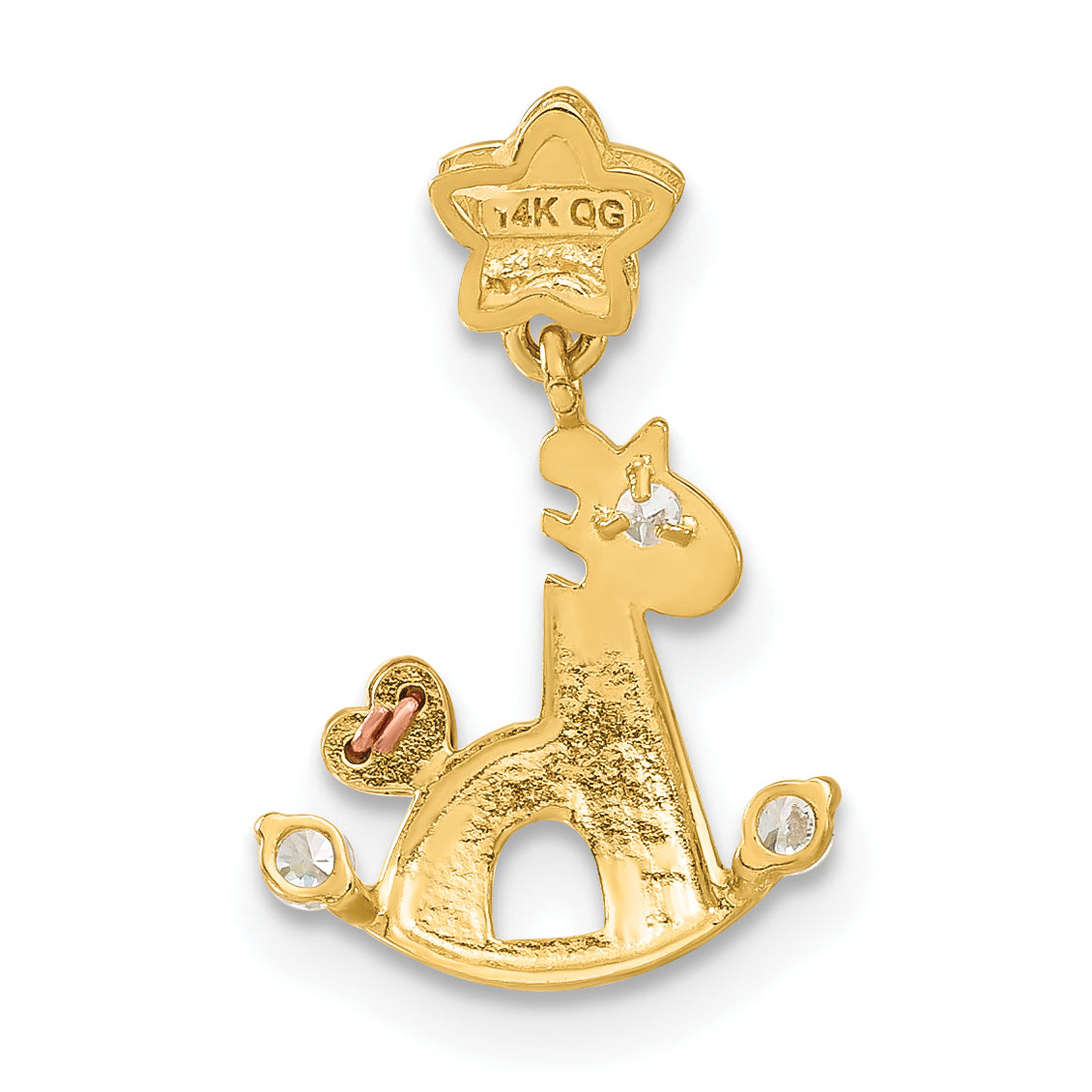 14K Yellow and Rose Gold CZ Children's Rocky Horse Pendant