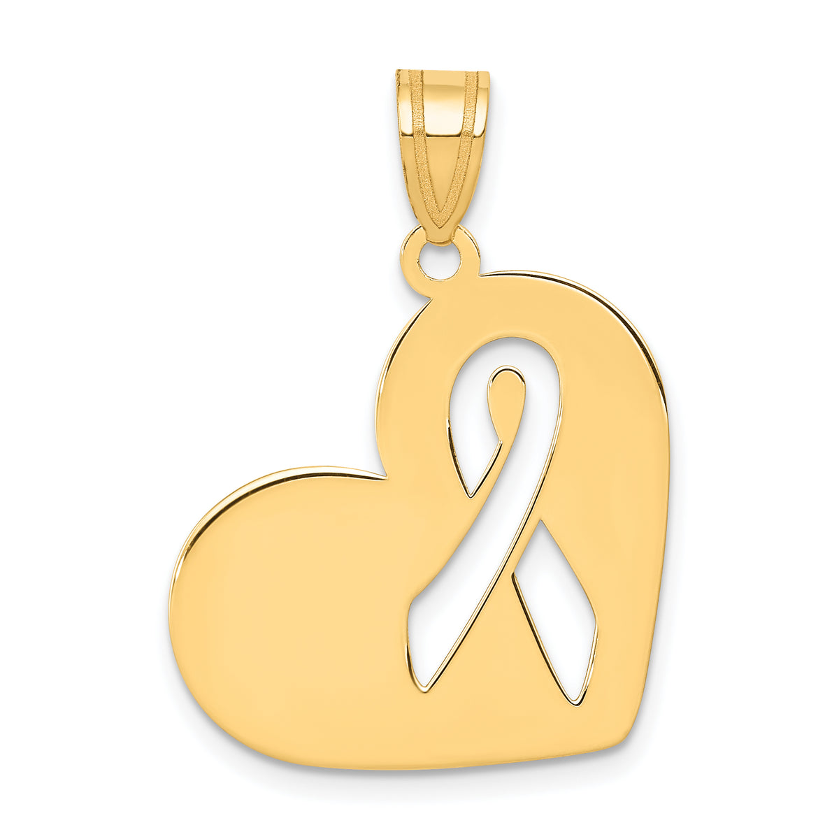 14k Heart W/Cut Out Awareness Ribbon Charm