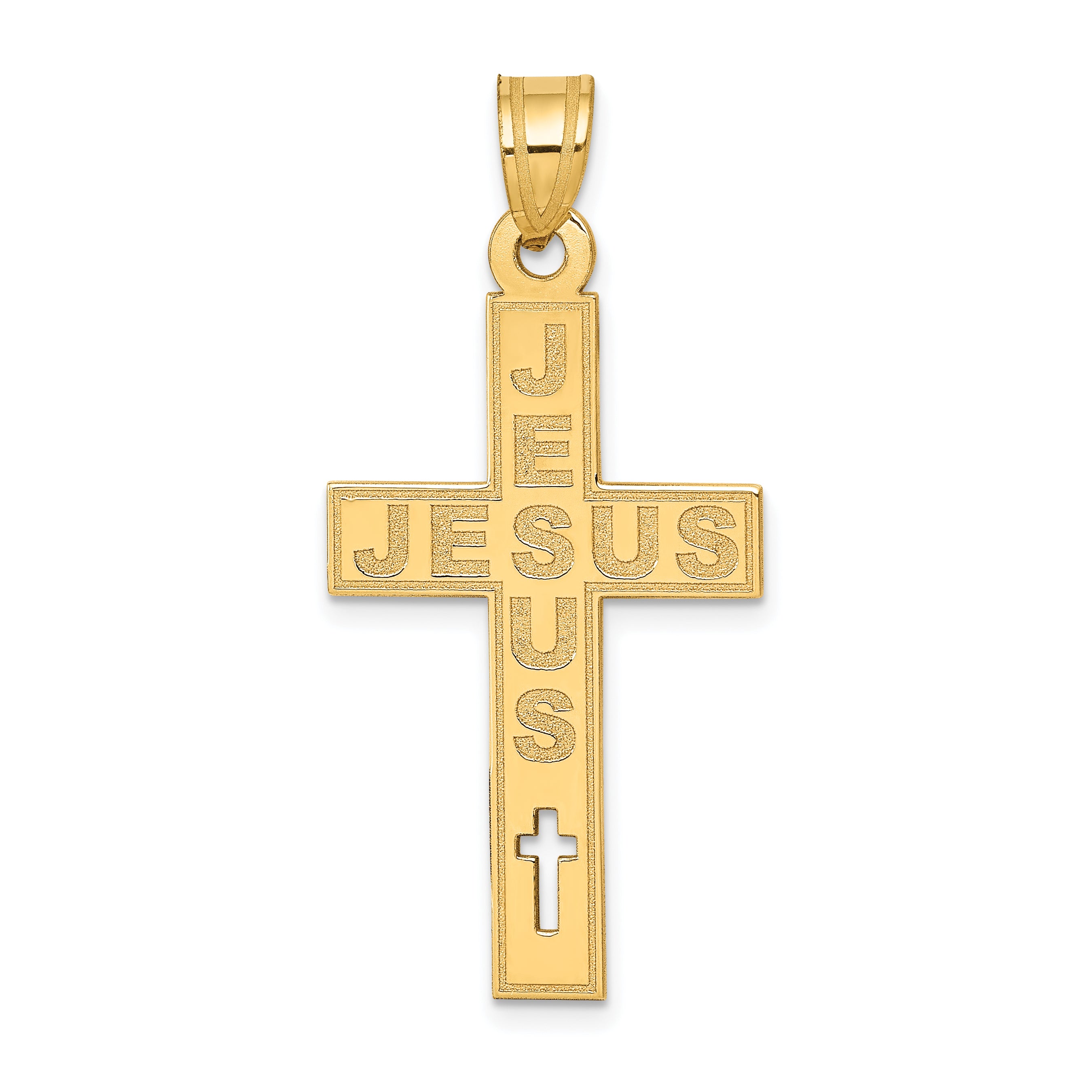 14K Laser Cut JESUS Cross Charm