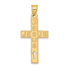 14K Laser Cut JESUS Cross Charm