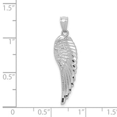 14K White Gold Polished & Textured Angel Wing Pendant