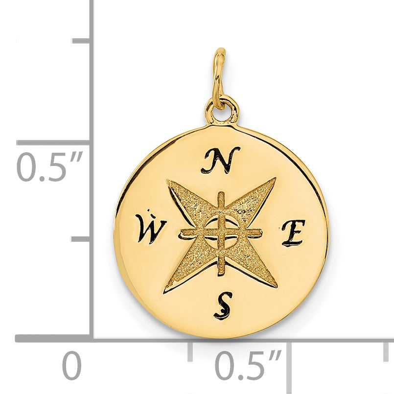 14K Antiqued Compass Pendant